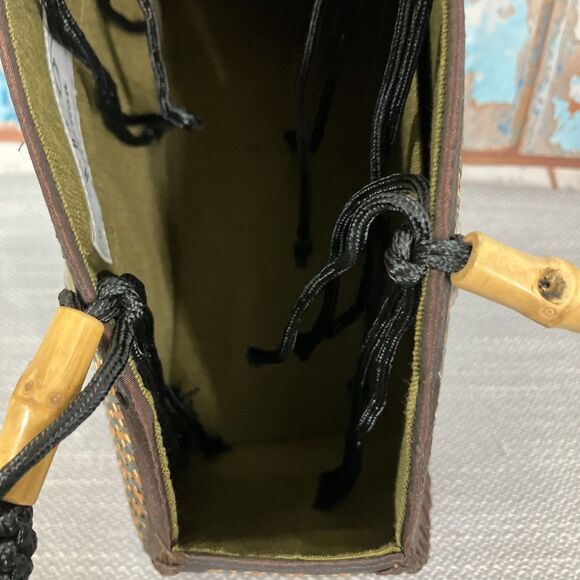 Tico Collection Weave Top Handle Bag Bamboo Bead Handle Adjustable - Picture 5 of 5